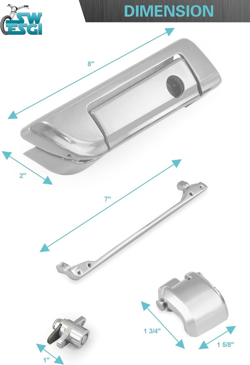 SWESGI Tour Trunk Latches Tour Trunk Lid Latch with Keys Fit for Harley Touring Road King Road Glide Street Glide Electra Glide Ultra-Classic 2014-2025,Chrome - Image 5
